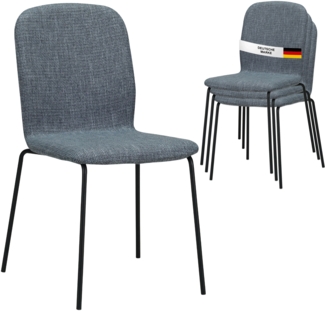 Albatros Esszimmerstühle 4er Set ENNA, grau - stapelbar, bequemer Polsterstuhl - Eleganter Küchenstuhl, Stuhl Esszimmer oder Esstisch Stuhl, Konferenzstuhl , Stückzahl:4, Farbe:Grau