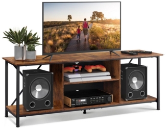 WLIVE TV-Schrank Lowboard 140 cm, Fernsehtisch bis 65 Zoll, (Industrie Design mit Ablagen & Kabelmanagement, Holzoptik & Metall, 1er Set) Breite 140 cm, TV Board für Wohnzimmer, Schlafzimmer