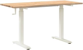 vidaXL Schreibtisch Weiß und Natur 140 x 60 cm Massivholz Eiche 3426546