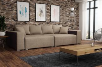 Big Sofa Couchgarnitur REGGIO Megasofa mit Schlaffunktion Dunkelbraun-Cappuccino