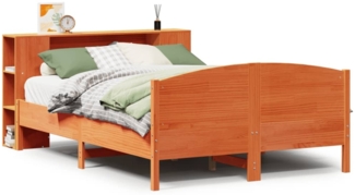 vidaXL Massivholzbett mit Regal ohne Matratze Wachsbraun 160x200 cm 3323061