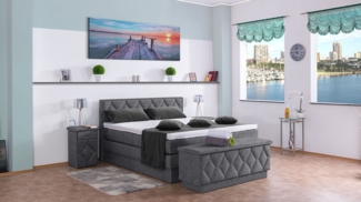 Meisterbetten Boxspringbett Yara 160x220 in DS-Dunkel Grau, Matratzenbezug Nano, Ergoflex-Topper