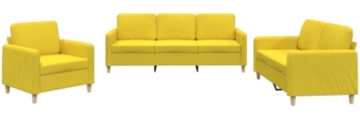 vidaXL 3-tlg. Sofagarnitur mit Kissen Hellgelb Stoff 3202059