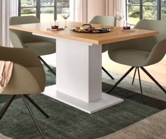 Esstisch Home-X in Eiche und weiß ausziehbar 150 - 190 cm