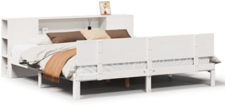 vidaXL Massivholzbett mit Regal ohne Matratze Weiß 180x200 cm Kiefer 3322639