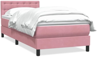 vidaXL Boxspringbett mit Matratze Rosa 80x220 cm Samt 3316622