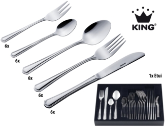 KING Besteck-Set »Düsseldorf« (31-tlg), 6 Personen, Edelstahl 18/0, Besteck im zeitlosen Design, mit Besteck-Etui