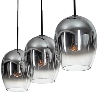 hofstein Pendelleuchte Pendellampe aus Metall/Glas in Schwarz/Chromfarben/Klar, ohne Leuchtmittel, Leuchte mit Glasschirmen (20cm),max. 150cm, 3 xE27, ohne Leuchtmittel