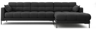 Micadoni Ecksofa Mamaia 5-Sitzer Rechts Strukturierter Stoff Dunkelgrau Metall schwarz
