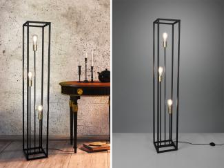 LED Stehleuchte Säule Metall Schwarz im Industrial Style, Höhe 153cm