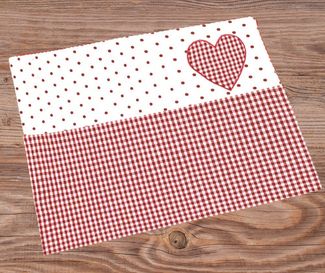 matches21 HOME & HOBBY Platzset Tischset Landhaus Premium LISE Herz Karo & Borte rot 33x42 cm, (1-St)