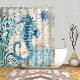 BYSURE Duschvorhang Breite 180 cm (1-tlg), für Badewanne mit 12 Haken