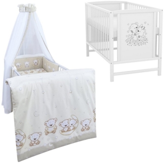 Baby-Delux Komplettbett Babybett Mia Komplettset, 10-tlg, Kinderbett 60x120 cm weiß, Bettset verschiedene Designs