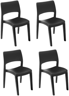 Dmora 4er Set Gartenstühle Zircone, Gartensitz, Für drinnen und draußen, Stapelbar, Made in Italy, 50x51 h82 cm, Anthrazit