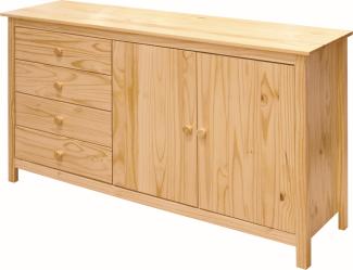 Sideboard 150 x 40 x 80 cm Kiefernholz Schrank Kommode Wohnzimmer Esszimmer Neu