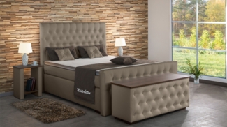 Meisterbetten Boxspringbett Tela 200x200 in KL-Sahara, Matratzenbezug Nano, Ergoflex-Topper