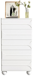 Merax Hochkommode mit Reliefdesign, Metallfüßen & abgerundeten Ecken (1 St), Kommode Sideboard Aufbewahrungsschrank mit 5 Schubladen, H: 109 cm