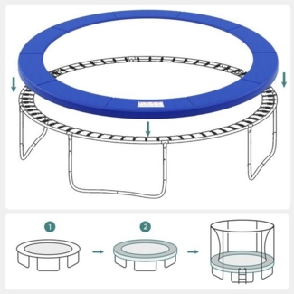 Trampolin Randabdeckung, Ø427 cm Federabdeckung, Randschutz, Sicherheitsmatte, UV-resistent, reißfestes Trampolinzubehör, Standardgröße, blau STP14FTV1