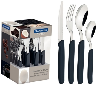 Tramontina Besteck-Set CARMEL - 24 tlg. Set für 6 Personen, rostfrei (24-tlg), 6 Personen, Edelstahl, rostfrei, spülmaschinenfest, pflegeleicht
