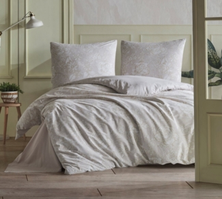 yadetextil Bettwäsche Bettwäsche 200x200 cm. 3 teilig set, Renforce, 3 teilig, Beige,100% Baumwolle/Renforcé,weiß geblümt,Juna V1