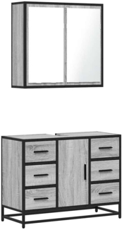 vidaXL 2-tlg. Badmöbel-Set Grau Sonoma Holzwerkstoff 3300903