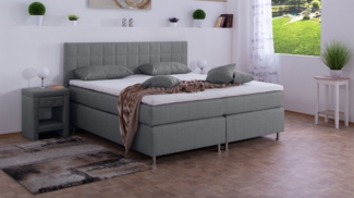 Meisterbetten Boxspringbett Inka 160x200 in WT-Silbergrau, Matratzenbezug Nano, Komfortschaum-Topper