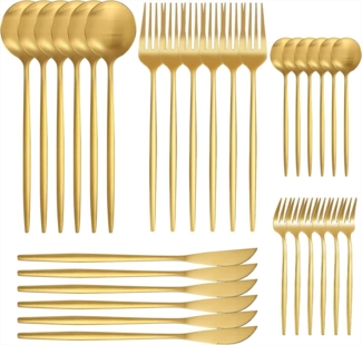 KingLux Besteck-Set 60tlg. Edelstahl Besteck Messer Gabel Löffel Utensilien Set (60-tlg), 12 Personen, Edelstahl