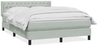 vidaXL Boxspringbett mit Matratze Hellgrau 160x220 cm Samt 3318411