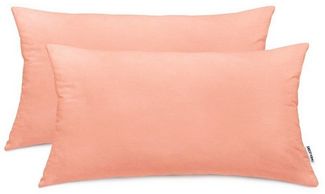 DecoKing 2 Kissenbezüge 40x80 cm Jersey 100% gekämmte Baumwolle Reißverschluss Lachs Amber