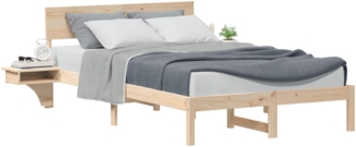 vidaXL Bettrahmen mit Kopfteil Braun 120 x 190 cm Massives Kiefernholz 873457