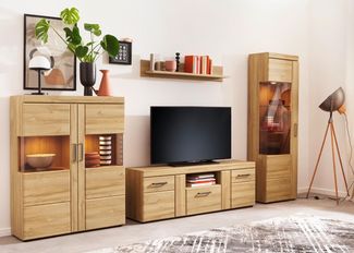 Wohnwand >Cortina< (4-teilig) in Grandson Eiche Dekor - 317x195x41 (BxHxT)