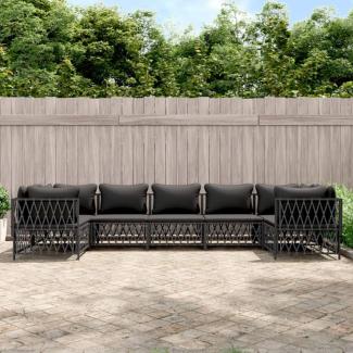 vidaXL 7-tlg. Garten-Lounge-Set mit Kissen Anthrazit Stahl 3186923