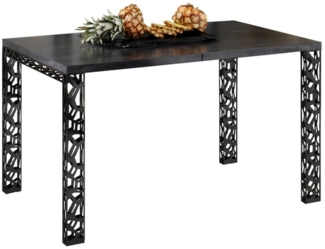 Endo-Moebel Esstisch "Matio 80" - 80-170cm/80-215cm ausziehbar erweiterbar Metallgestell, mit 45cm Erweiterungsplatten, Designtisch, gelochte Metallbeine