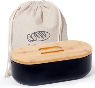 Zedelmaier Brotkasten Brotkasten mit Schneidebrett,MatteBrotbox mit Holzdeckel&Leinen beutel, (MBH006), Rundum Belüftung, Brotkorb für langanhaltende Frische 33x21x15cm