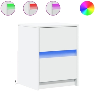 vidaXL Nachttische mit LED-Leuchten 2 Stk. Weiß Holzwerkstoff 852034