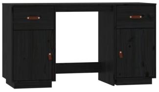 vidaXL Schreibtisch mit Schränken Schwarz 135x50x75 cm Massivholz 3107848