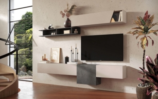 INOSIGN Wohnwand Infinity, 5tlg. Breite 262 cm, moderne Mediawand, (5-St), gr./1x Lowboard kl.- hängend, Hängewürfel, Wandregal, Hängeschrank)