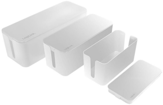 LogiLink Kabelbox KAB0078, Set, 3 Größen, zum Verstecken von Kabelgewirr, Weiß