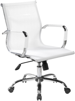 Dmora Stuhl mit Rädern Asuni, Chefsessel mit Armlehnen, Ergonomischer Bürostuhl, Weiß, 62x54h92/102 cm