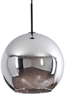 hofstein Hängeleuchte »Cesaro« Vintage Hängelampe aus Metall/Glas in Schwarz/Chromfarben, ohne Leuchtmittel, im Retro Design mit Schirm aus Glas (30cm), Höhe max. 152cm, 1xE27
