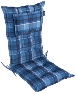 LILENO HOME Hochlehnerauflage Gartenstuhl Auflage, bequeme Sitzauflage für Gartenmöbel, Stuhlkissen, (1 St, 1er Set), Polsterauflage Karo Blau, Sitzpolster für Klappstühle