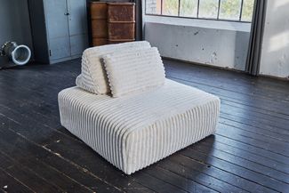 KAWOLA Hocker WIOLO SOFT Polsterhocker mit Rückenkissen Weicher Breitcord cremeweiß 84 x 111 x 111 cm