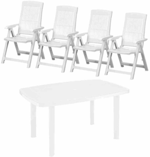PROGARDEN Tampa+Faro SET 5-teilig weiß 4 x Klappsessel, 1 x Faro Tisch 140 x 90