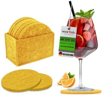 wortek Getränkeuntersetzer Filz-Untersetzer Rund für Gläser 10er Set + Box, Zubehör für Tisch & Gläser, Set, 10-tlg, waschbare Getränke Glasuntersetzer Gläser, Tischuntersetzer Filz 10 cm