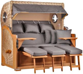 Strandkorb Norderney XXL Teak Bullauge PE shell Dessin 551