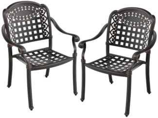 COSTWAY Gartenstuhl 2er Set Stapelstühle, mit Armlehnen