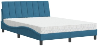 vidaXL Bett mit Matratze "Hanko" Blau 120x200 cm Samt 3208590