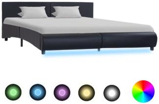 vidaXL Bettgestell mit LED Schwarz Kunstleder 180x200 cm, Mit Beleuchtung [285485]