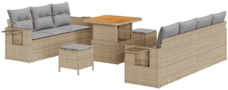 vidaXL Garten-Sofa-Set mit Kissen 10 pcs Beige und Hellgrau 3363657