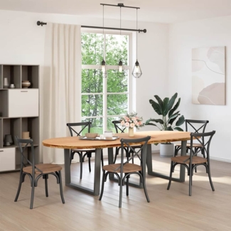 vidaXL Esstisch Hellbraun 280x120x74 cm Massivholz Eiche Oval 3328212